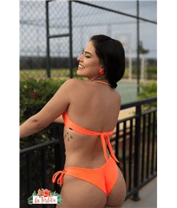 Biquni Laranja Neon Canelado