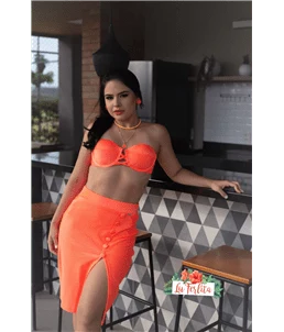 Sada de Praia Laranja Canelada Neon